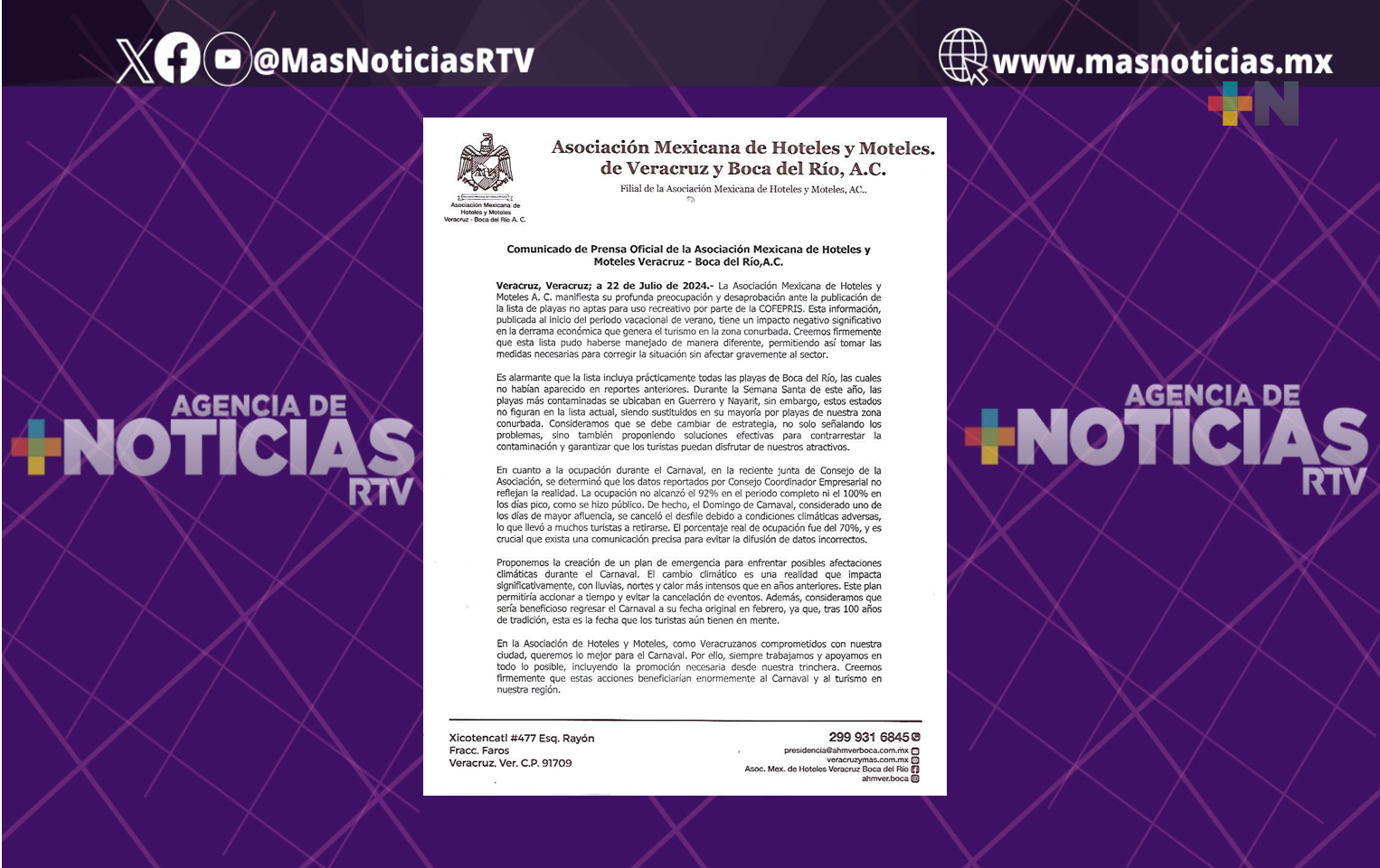 Asociación de Hoteles y Moteles pide regresar Carnaval de Veracruz a febrero